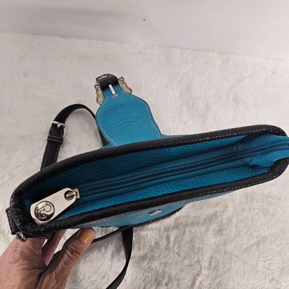 P&G Turquoise Faux Leather Western Bling Rhinestone Crossbody Bag - Picture 10 of 16